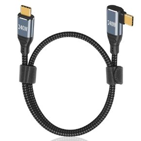 Poyiccot USB C 90 Degree Cable 1.5ft, 90 Degree USB C Cable Short, 240W USB C Cable PD 3.1 Type C to Type C Cable Fast Charging Up & Down Angle USB C Cable for Samsung iPad Pro Air MacBook