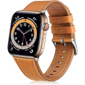 Fintie Bands Compatible with Apple Watch 49mm 45mm 44mm 42mm 41mm 40mm 38mm iWatch Ultra 2 1 SE Series 9 8 7 6 5 4 3 2 1, Genuine Leather Band Replacement Strap Wristband