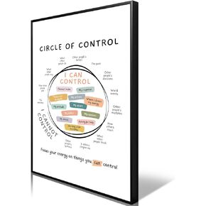 Osdfem Circle Of Control Poster Mental Health Poster What I Can And Cannot Control Poster Calm Down Corner Wall Art School Counselor Therapy Office Decor 12x16in Black Framed