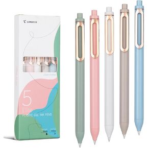 5 Pack Cute Gel Pens, Retractable Quick Dry Gel Ink Pen, Fine Point 0.5mm Black Ink Rolling Ball Gel Pens, Smooth Writing Aesthetic Pens for Home School Office Supplies, Gifts Pen(Morandi) in Saudi Arabia