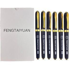 Fengtaiyuan 10P18Prox6، أقلام جل، حبر أسود، نقطة جريئة 1.0 مم، أقلام كتابة، ناعمة، 6 عبوات (10P18Prox6)