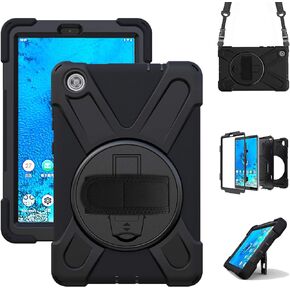TSQQST Case for Lenovo Tab M8 3rd Gen 2021 TB-8506F TB-8506X for Kids w/Sand | Heavy Duty Rugged Case for Lenovo Tab M8 HD Tablet 2nd Gen 2019 TB-8505F TB-8505X/ Smart Tab M8 TB-8505FS w/Strap-Black