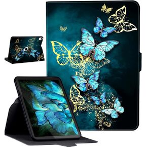 Rotating Slim Cover for iPad 10th Gen 2022 10.9 Inch iPad 10 Case, for Apple iPad 10th Generation Case with Auto Sleep/Wake, Blue Butterflies
