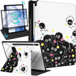حافظة لهاتف سامسونج جالاكسي تاب S7 Fe/S7 Plus/S8 Plus مقاس 12.4 بوصة، غطاء فوليو حامل قلم رصاص للنساء والبنات اللطيفة ذات الزهرة السوداء بتصميم فريد من نوعه، جهاز لوحي دوار S8 Plus 2022/S7 Plus 2021/S7 FE 5G in Kuwait