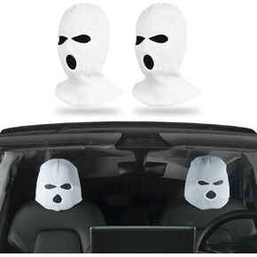 2Pcs Funny Car Headrest Covers,Quirky Automotive Seat Cover Accessories,Seat Headrest Trim 3 Hole Covers (Black)