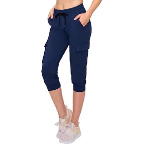 ALWAYS Cargo Capri Joggers for Women - Super Soft Casual Lounge Yoga Pants Navy 2XL
