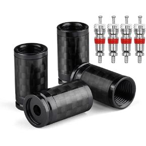 4PS ألومنيوم الإطارات صمام الجذعية قبعات غطاء عالمي صالح الإطارات الجذعية صمام قبعات للسيارات والشاحنات والدراجات النارية والدراجات 4 قطع صمام النوى (أسود) in Kuwait