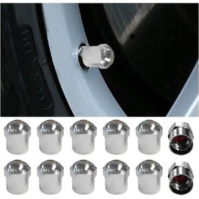 12PCS Car Brass Rubber Seal Tire Valve Stem Caps, Automotive Dust Proof Valve Stem Sleeve Covers Caps, Universal for Vehicles, SUVs, Bikes, Bicycles, Trucks, Motorcycles Flat Top