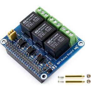 waveshare RPi Relay Board Raspberry Pi Expansion Board, Three Channel (3-CH) Power Relay Module for Raspberry Pi 4B/3B+/3B/2B/A+/B+, Loads up to 5A 250V AC or 5A 30V DC