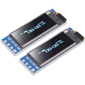 2pcs 0.91 OLED I2C Display Module IIC 0.91 inch I2C SSD1306 LED DC Display Module Blue I2C LCD 128x32 Screen Driver Compatible with OLED 3.3V~5V