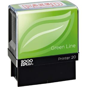 2000 Plus Green Line Self-Inking Message Stamp, FAXED, 80% Recycled, 1 1/2" x 9/16" Impression, Red Ink (098369)