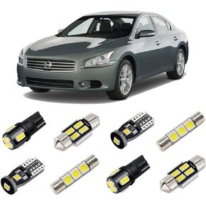 White Interior LED Lights Kit for Nissan Altima 2007 2008 2009 2010 2011 2012 Super Bright 6000K Interior LED Bulbs Package + License Plate Lights and Install Tool