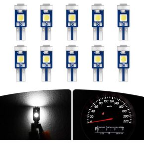 لمبة T5 LED، cciyu 37 74 2721 3-SMD 3030 LED لمبة، أبيض فائق 73 2723 70 79 لمبة Led إسفين T5 استبدال لوحة أجهزة القياس أضواء لوحة العدادات LED مصابيح قراءة ضوء الخريطة، 10 قطع
