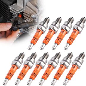 10 pack of High Performance A7TC A7TJC 3 Electrode Spark Plug Replacement for 50cc 70cc 90cc 110cc 125cc 150cc Chinese ATV Dirt Bike Go Kart Moped Quad