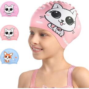قبعة سباحة للأطفال لعمر 6-12 سنة، قبعة سباحة من السيليكون للأطفال، قبعات سباحة للأطفال مقاومة للماء للشعر الطويل والبنات والأولاد، قبعة سباحة مريحة للأطفال للحفاظ على جفاف الشعر in Kuwait