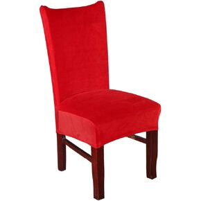 SoulFeel Large Size Spandex Velvet Chair Covers Stretch Dining Chair Slipcovers Spandex Plush Banquet Chair Seat Protector Slipcover Washable Covers for Home Decor （Pack of 4, Camel）