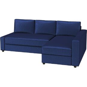 HomeTown Market Heavy Duty Velvet Friheten Sofa Cover Replacement Custom Made Compatible with IKEA Friheten Sofa Bed Sleeper Sectional Corner Slipcover (Velvet Blue Left)