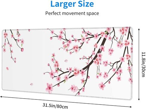 Gaming Mouse Pad Blossom Cherry Flower Pink Ethnic for Desk Keyboard Laptop Non-Slip Rubber Base Large XXL Mousepad with Stitched Edges Game Work Desktop Office Home 31.5 x 11.8 in in Saudi Arabia