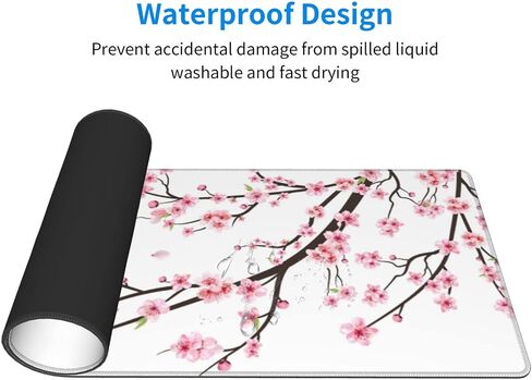 Gaming Mouse Pad Blossom Cherry Flower Pink Ethnic for Desk Keyboard Laptop Non-Slip Rubber Base Large XXL Mousepad with Stitched Edges Game Work Desktop Office Home 31.5 x 11.8 in in Saudi Arabia