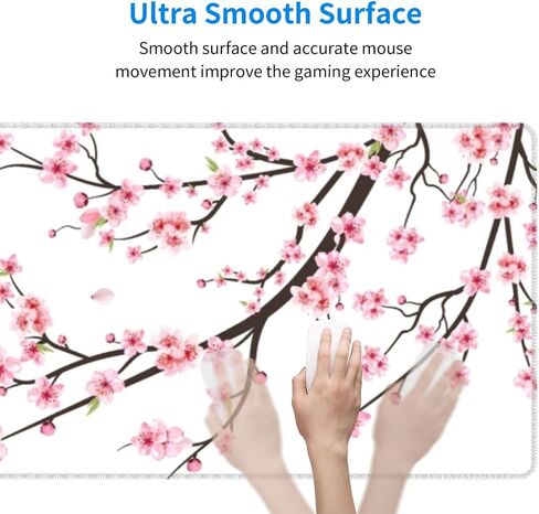 Gaming Mouse Pad Blossom Cherry Flower Pink Ethnic for Desk Keyboard Laptop Non-Slip Rubber Base Large XXL Mousepad with Stitched Edges Game Work Desktop Office Home 31.5 x 11.8 in in Saudi Arabia