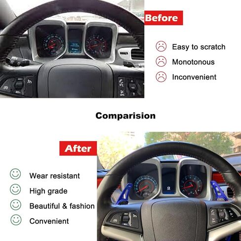 Aluminum Steering Wheel Shift Paddle Shifter Extension Cover Trim Fits for Chevy Chevrolet Camaro 2012 2013 2014 2015 & Cadillac CT6 XT5 2016 2017 2018 2019 Interior Accessories (Red) in Saudi Arabia