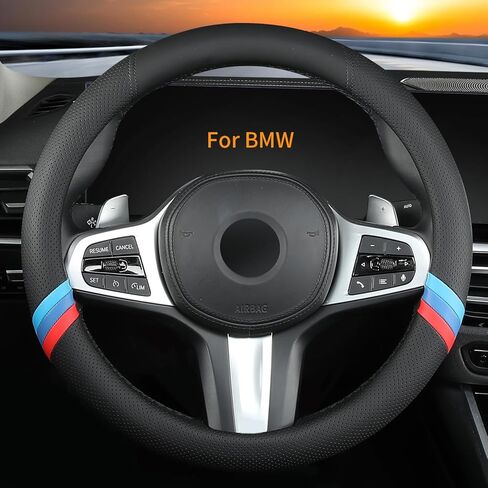 Custom-Fit for BMW Car Steering Wheel Cover, Nappa Steering Wheel Cover, Non-Slip, Breathable Sport Style (A-Style) in Saudi Arabia