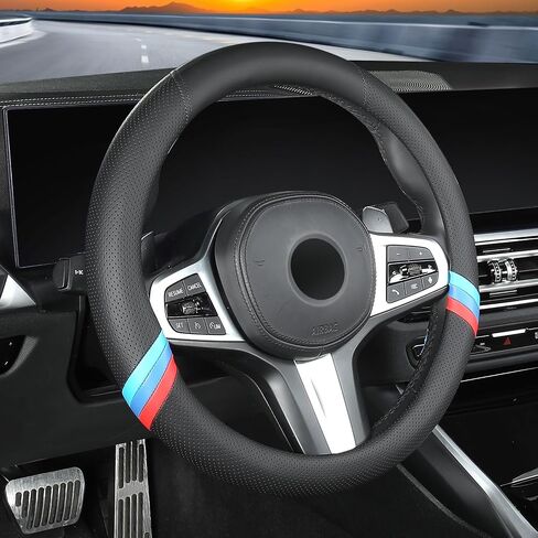 Custom-Fit for BMW Car Steering Wheel Cover, Nappa Steering Wheel Cover, Non-Slip, Breathable Sport Style (A-Style) in Saudi Arabia