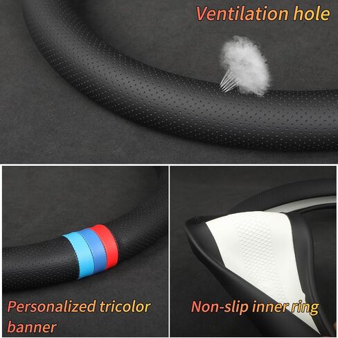 Custom-Fit for BMW Car Steering Wheel Cover, Nappa Steering Wheel Cover, Non-Slip, Breathable Sport Style (A-Style) in Saudi Arabia