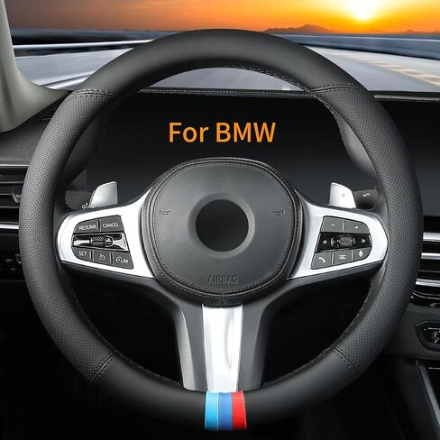 Custom-Fit for BMW Car Steering Wheel Cover, Nappa Steering Wheel Cover, Non-Slip, Breathable Sport Style (A-Style) in Saudi Arabia