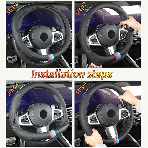 Custom-Fit for BMW Car Steering Wheel Cover, Nappa Steering Wheel Cover, Non-Slip, Breathable Sport Style (A-Style) in Saudi Arabia