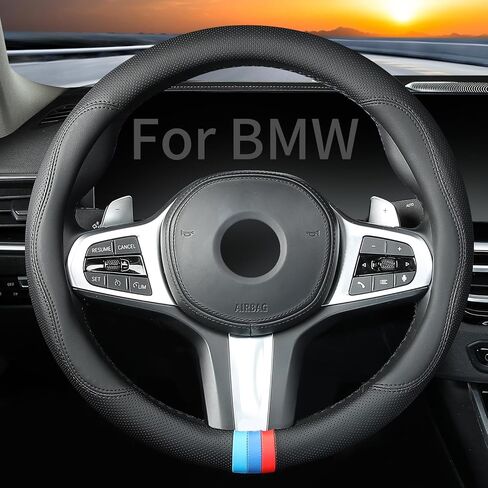 Custom-Fit for BMW Car Steering Wheel Cover, Nappa Steering Wheel Cover, Non-Slip, Breathable Sport Style (A-Style) in Saudi Arabia
