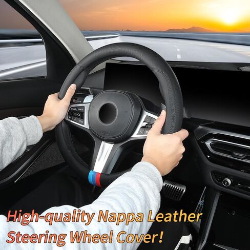 Custom-Fit for BMW Car Steering Wheel Cover, Nappa Steering Wheel Cover, Non-Slip, Breathable Sport Style (A-Style) in Saudi Arabia