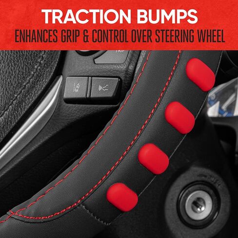 Motor Trend SoftTouch Wood Grain Steering Wheel Cover for Cars - Standard 15 Inch Black & Beige Faux Leather Car Steering Wheel Cover with Light Wood Trim, Fits Auto Truck Van SUV in Saudi Arabia