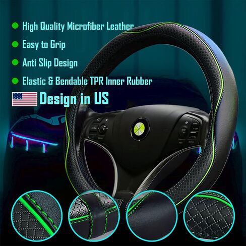 Ocawib Steering Wheel Cover,Universal 14.5-15 Inch,Universal Car SUV Pickup Van Various Vehicle Types,Non-Slip and Soft,Universal for All Seasons in Saudi Arabia