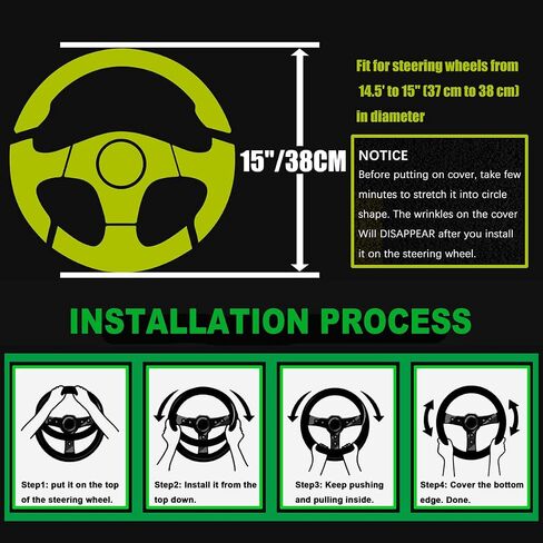 Ocawib Steering Wheel Cover,Universal 14.5-15 Inch,Universal Car SUV Pickup Van Various Vehicle Types,Non-Slip and Soft,Universal for All Seasons in Saudi Arabia