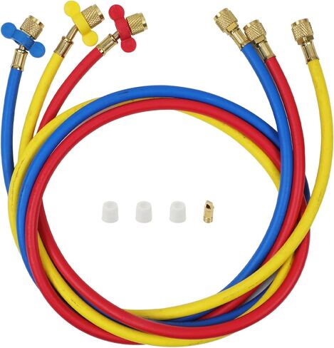 خرطوم شحن غاز التبريد CMTOOL بطول 5 أقدام وخراطيم وتركيبات HVAC، 1/4 بوصة SAE Home السيارات مقياس مشعب التيار المتردد، خراطيم قياس التبريد R134A R12 R22 R600A R404A R502 طقم خرطوم إعادة شحن الفريون المبرد in Kuwait
