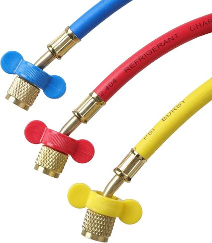 خرطوم شحن غاز التبريد CMTOOL بطول 5 أقدام وخراطيم وتركيبات HVAC، 1/4 بوصة SAE Home السيارات مقياس مشعب التيار المتردد، خراطيم قياس التبريد R134A R12 R22 R600A R404A R502 طقم خرطوم إعادة شحن الفريون المبرد in Kuwait