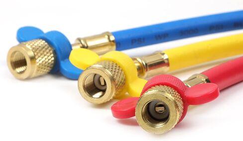 خرطوم شحن غاز التبريد CMTOOL بطول 5 أقدام وخراطيم وتركيبات HVAC، 1/4 بوصة SAE Home السيارات مقياس مشعب التيار المتردد، خراطيم قياس التبريد R134A R12 R22 R600A R404A R502 طقم خرطوم إعادة شحن الفريون المبرد in Kuwait