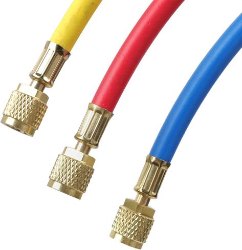 خرطوم شحن غاز التبريد CMTOOL بطول 5 أقدام وخراطيم وتركيبات HVAC، 1/4 بوصة SAE Home السيارات مقياس مشعب التيار المتردد، خراطيم قياس التبريد R134A R12 R22 R600A R404A R502 طقم خرطوم إعادة شحن الفريون المبرد in Kuwait