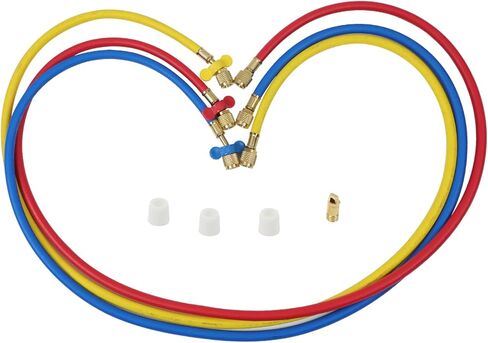 خرطوم شحن غاز التبريد CMTOOL بطول 5 أقدام وخراطيم وتركيبات HVAC، 1/4 بوصة SAE Home السيارات مقياس مشعب التيار المتردد، خراطيم قياس التبريد R134A R12 R22 R600A R404A R502 طقم خرطوم إعادة شحن الفريون المبرد in Kuwait