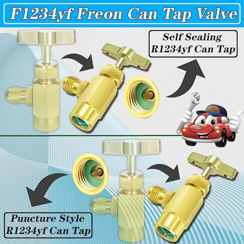 مجموعة قارنات التوصيل السريعة R1234yf - مجموعة محولات R1234yf - محولات جانبية ذات ضغط مرتفع/منخفض R1234yf إلى R134a، مع نمط الختم الذاتي والثقب R1234yf Can Taps، لإعادة شحن نظام تكييف السيارة R1234yf in Saudi Arabia