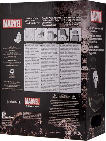 غطاء مقعد سيارة شاحنة SUV من البلاستيك اللون 006935R01 Marvel Punisher منخفض الظهر مناسب عالميًا لشاحنة السيارة وسيارات الدفع الرباعي in Saudi Arabia