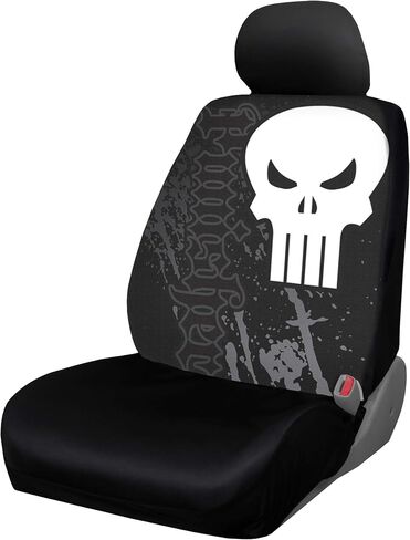 غطاء مقعد سيارة شاحنة SUV من البلاستيك اللون 006935R01 Marvel Punisher منخفض الظهر مناسب عالميًا لشاحنة السيارة وسيارات الدفع الرباعي in Saudi Arabia