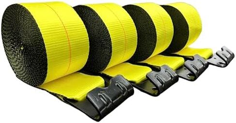 4" x 30' Winch Straps (4PK) - 5400LB WLL - Flat Hooks, Flatbed Trailer, Truck Tie-Downs, Heavy Duty in Kuwait