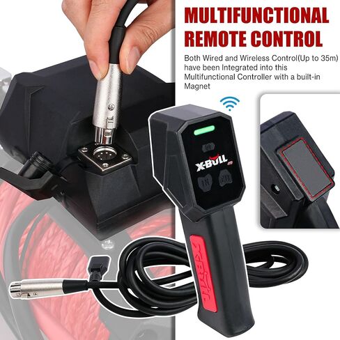 X-BULL ونش - 10000 رطل. طقم ونش كهربائي بسعة تحميل - 12 فولت ونش حبل صناعي، ونش كهربائي مقاوم للماء IP67 مع Hawse Fairlead، مع جهاز تحكم لاسلكي عن بعد واسترداد تحكم سلكي in Kuwait