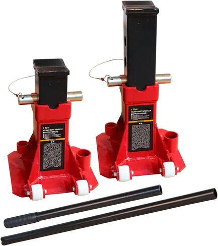 BIG RED ATZ120006P Torin حامل جاك عالي التحمل: حامل جاك على شكل دبوس مع عجلتين ومقبض، حامل سيارة محمول بسهولة لسيارة الدفع الرباعي والشاحنات والالتقاط، سعة 12 طن (24000 رطل)، أحمر in Saudi Arabia