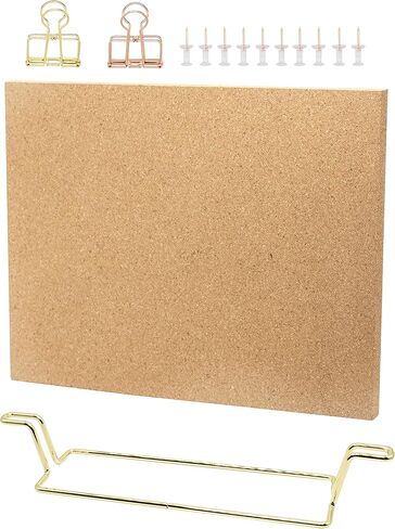 Exasinine 12.6x9 Inches Desktop Cork Board with Stand, Memo Board Bulletin Board Picture Board for Office Home Decor (Rose Gold) in Kuwait