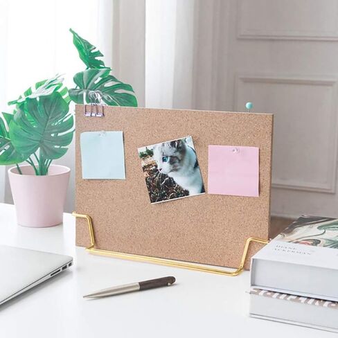 Exasinine 12.6x9 Inches Desktop Cork Board with Stand, Memo Board Bulletin Board Picture Board for Office Home Decor (Rose Gold) in Kuwait