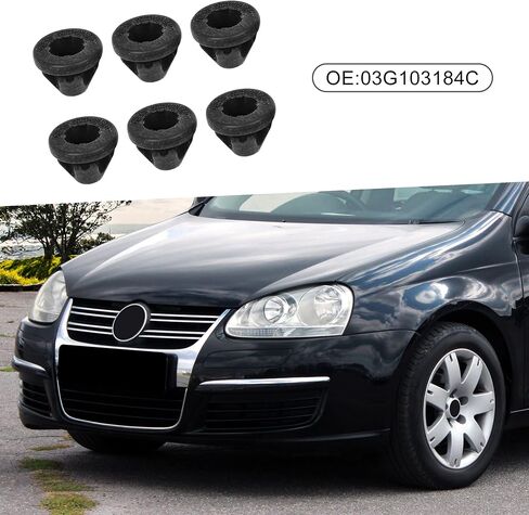 غطاء المحرك جروميت 03G-103-184-C مقبس لسيارة فولكس فاجن جيتا 2005-2010 مطاط أسود (مجموعة من 6) in Kuwait