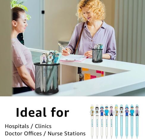 أقلام ممرضة لطيفة هدايا تقدير للأطباء والممرضات والعاملين في مجال الرعاية الصحية والتمريض وطلاب المدارس الطبية وهدايا التخرج ومستلزمات مكتب الطبيب حبر جل أسود 0.5 مم (10 قطع) Kauai Sun™ in Kuwait